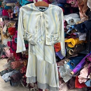 Green and blue two piece set children’s dress and jacket